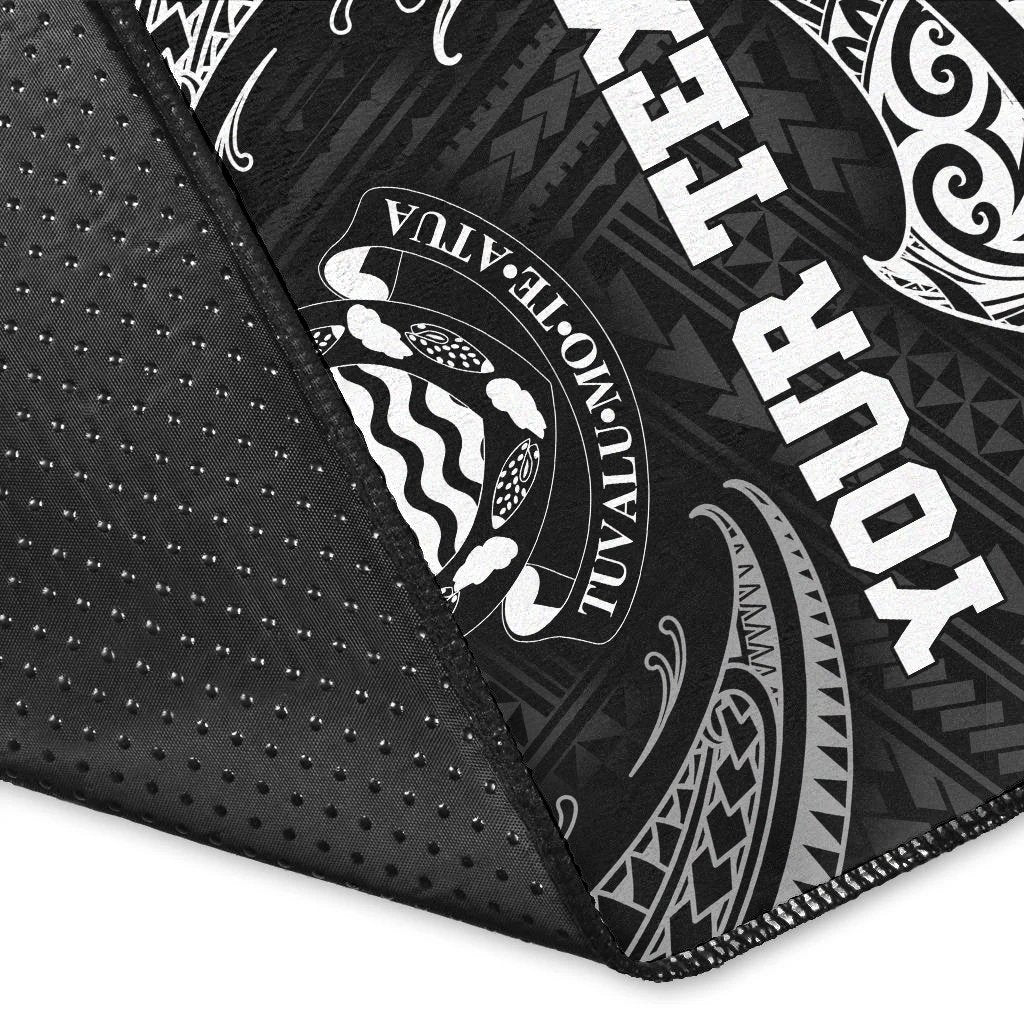 Tuvalu Polynesian Custom Personalised Area Rug - White Tribal Wave-Myprintsy