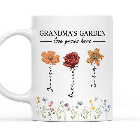 Grandma's Garden Love Grows Here - Personalized Coffee Mug