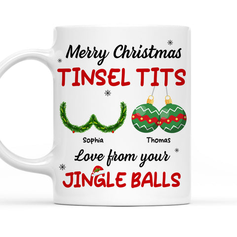 Merry Christmas Tinsel Tits Live From Your Jingle Balls Mug - Personalized Coffee Mug