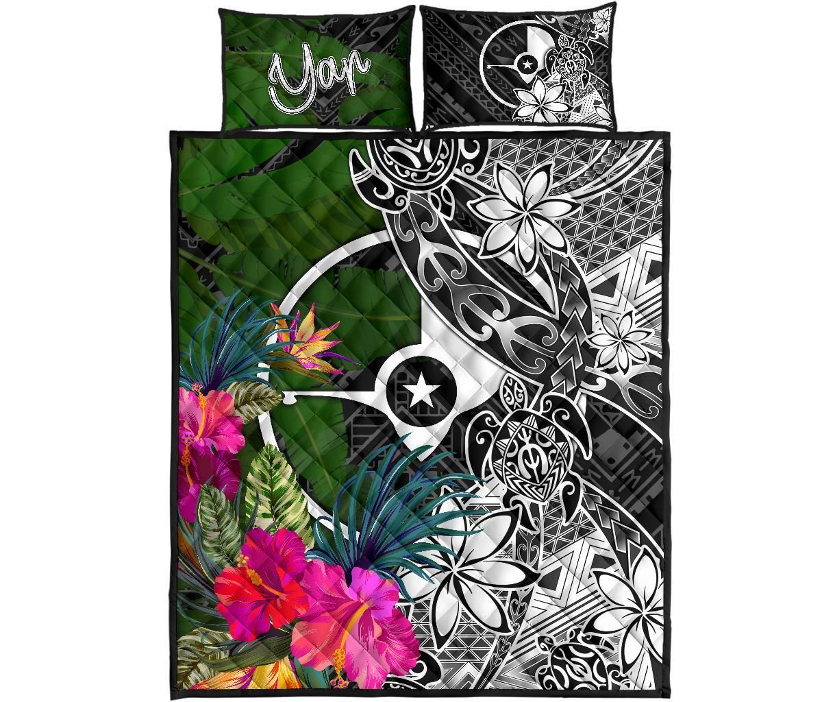 Yap Quilt Bed Set - Turtle Plumeria Banana Leaf-Myprintsy