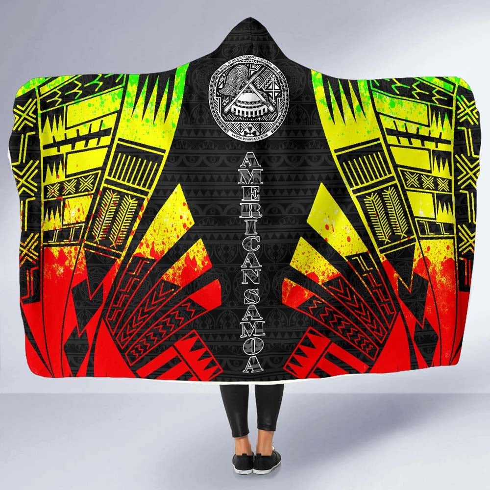 American Samoa Hooded Blanket - Polynesian Tattoo Reggae
