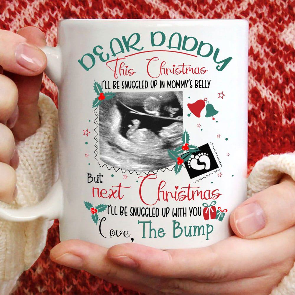 This Christmas I'll Be Snuggled Up In Mommy's Belly Custom Mug - Personalized Coffee Mug - Christmas Gift