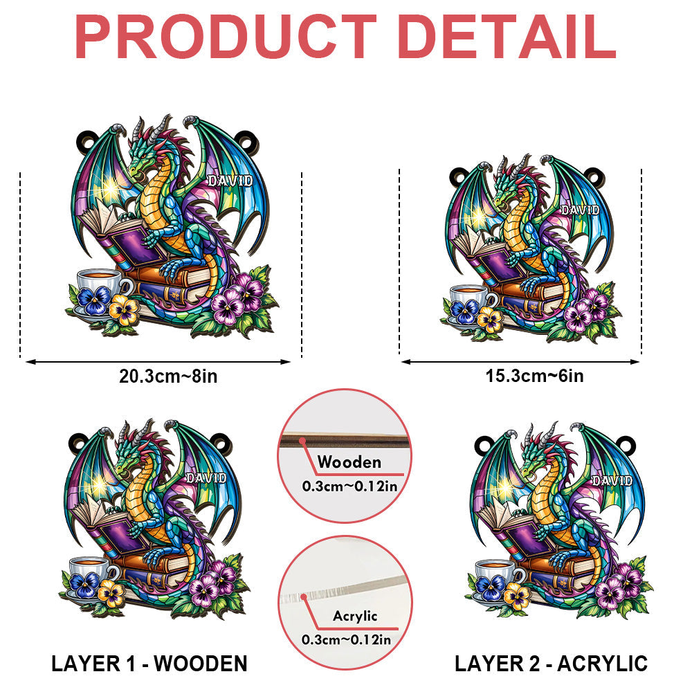 The Book Dragon - Window Hanging Suncatcher
