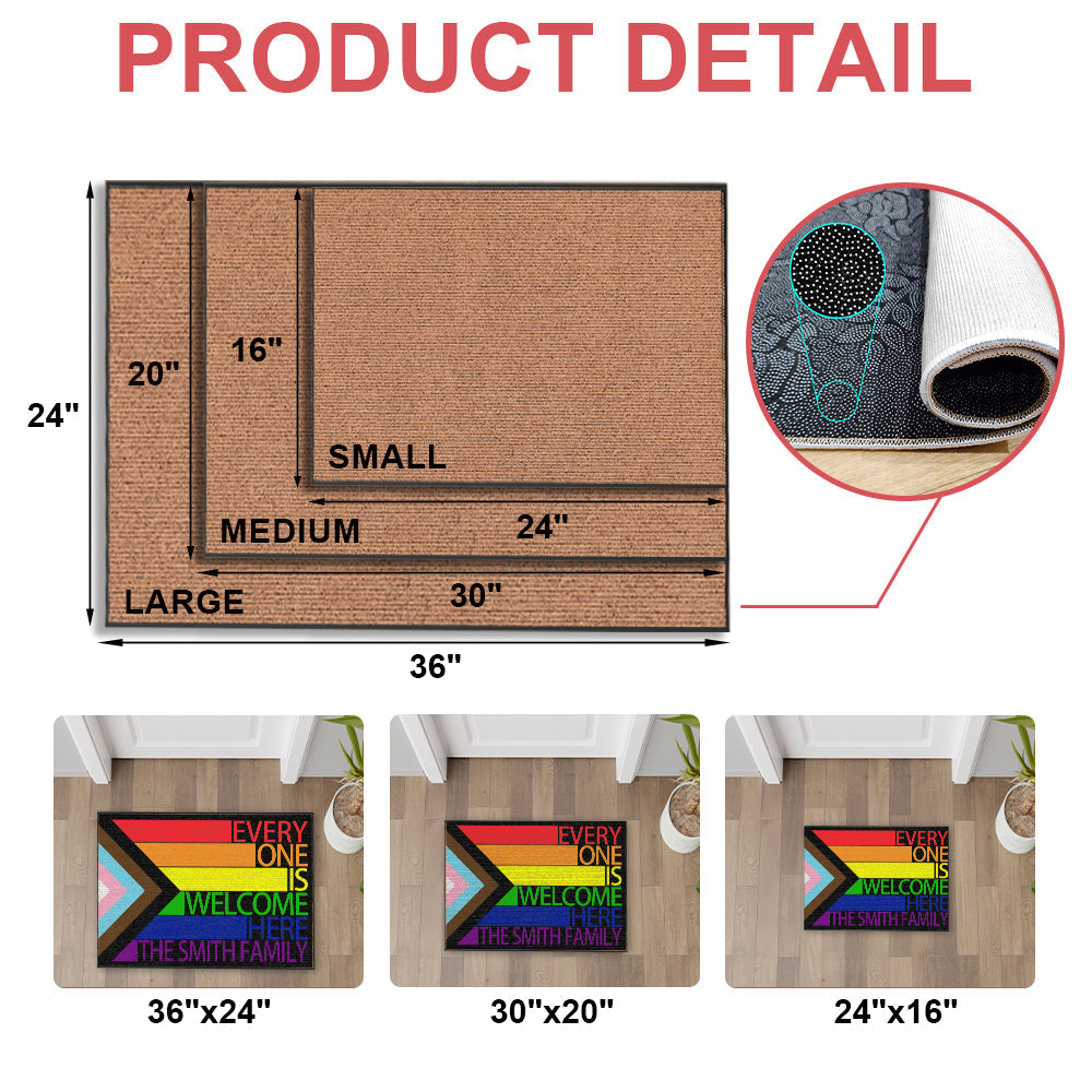 Everyone Is Welcome Here - Personalized Doormat