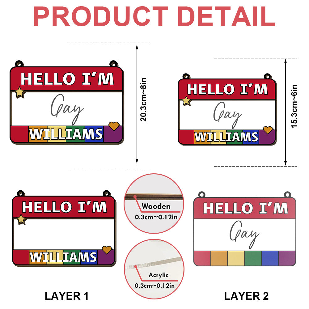 Hello I'm Gay - Personalized Window Hanging Suncatcher Ornament