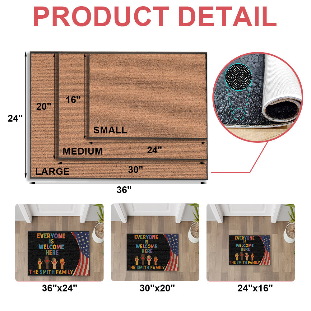 Everyone Is Welcome Here, Diversity Design - Personalized Doormat