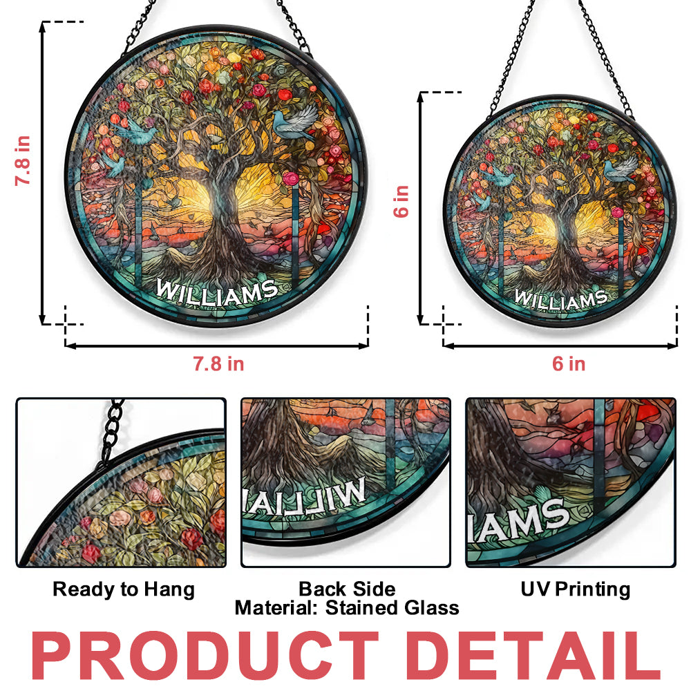 Life Of Tree - Personalized Stained Glass Hanging Suncatcher