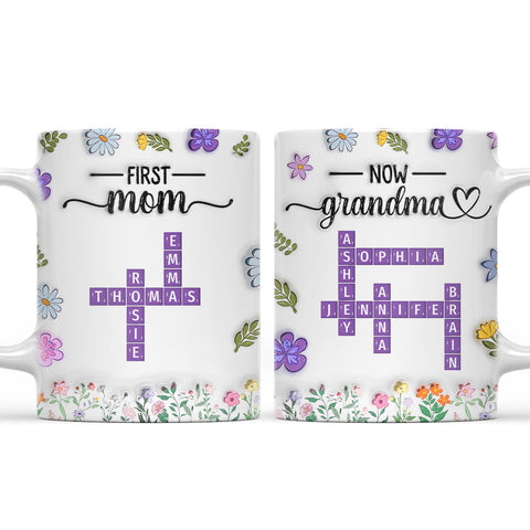 First Mom Now Grandma Crossword - Personalized 3D Inflated Effect Mug