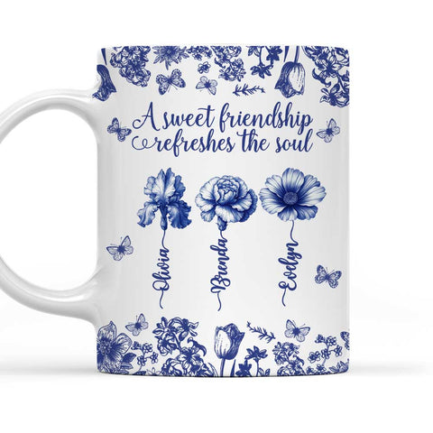 A Sweet Friendship Refreshes The Soul Toile - Personalized Coffee Mug