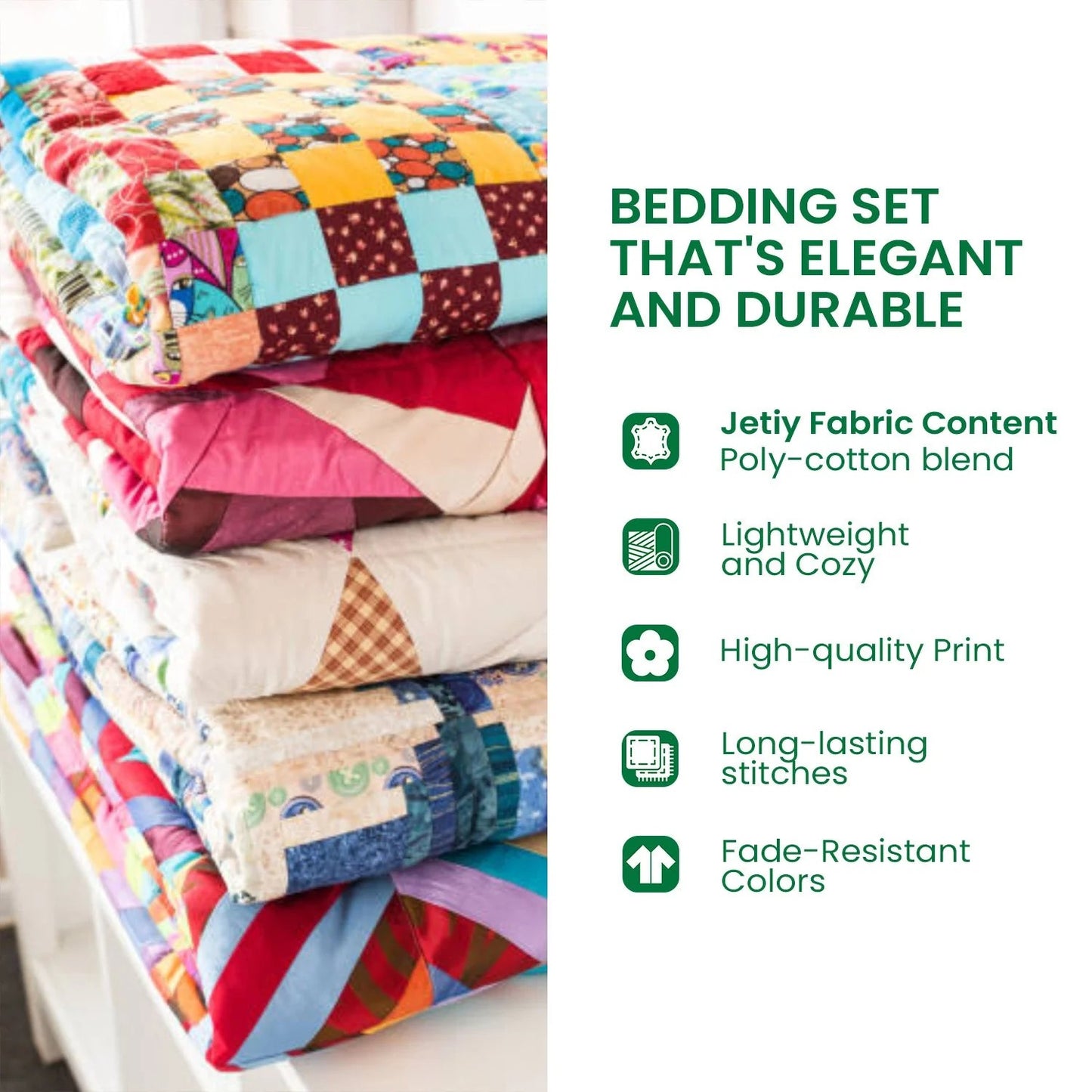 Elegant Gold & Red Christmas Quilt Set