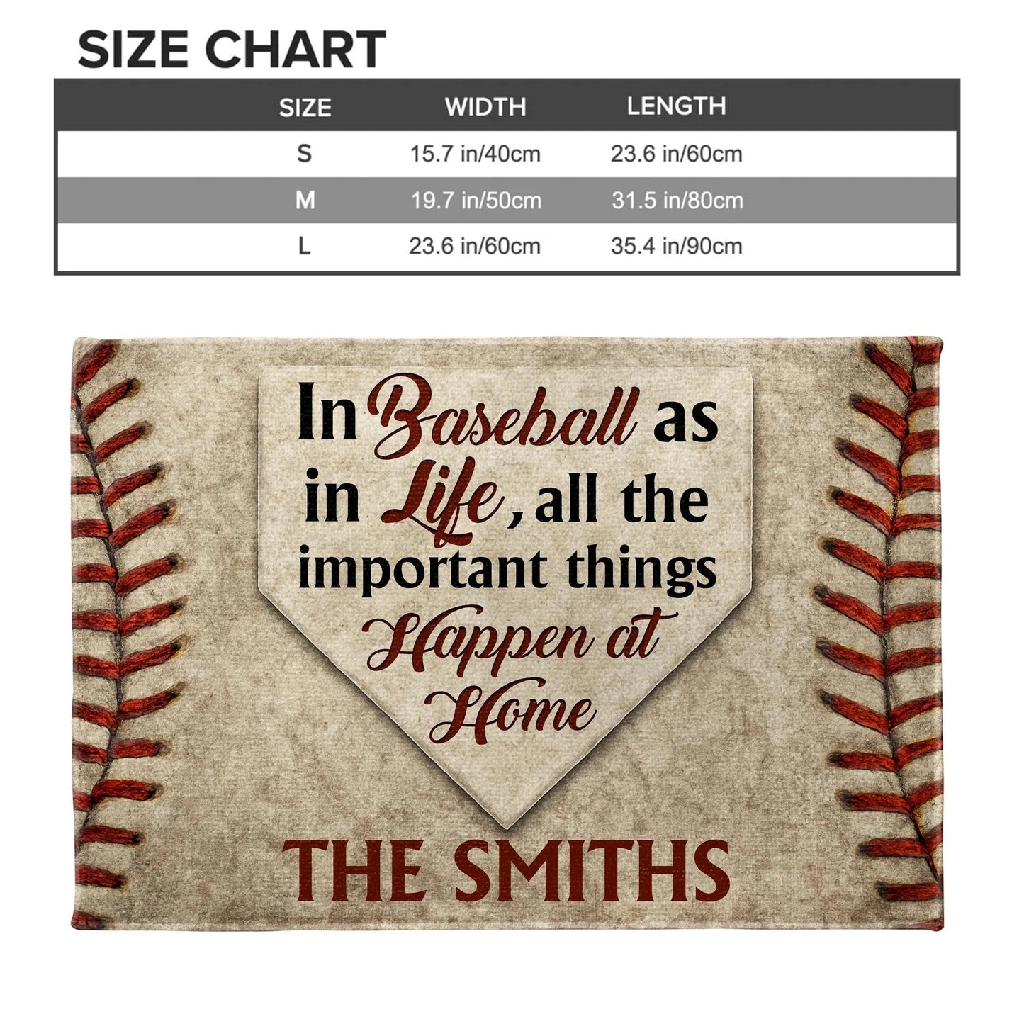 In Baseball As In Life, All The Important Things Happen At Home - Gift For Sports Fans and Family - Personalized Doormat
