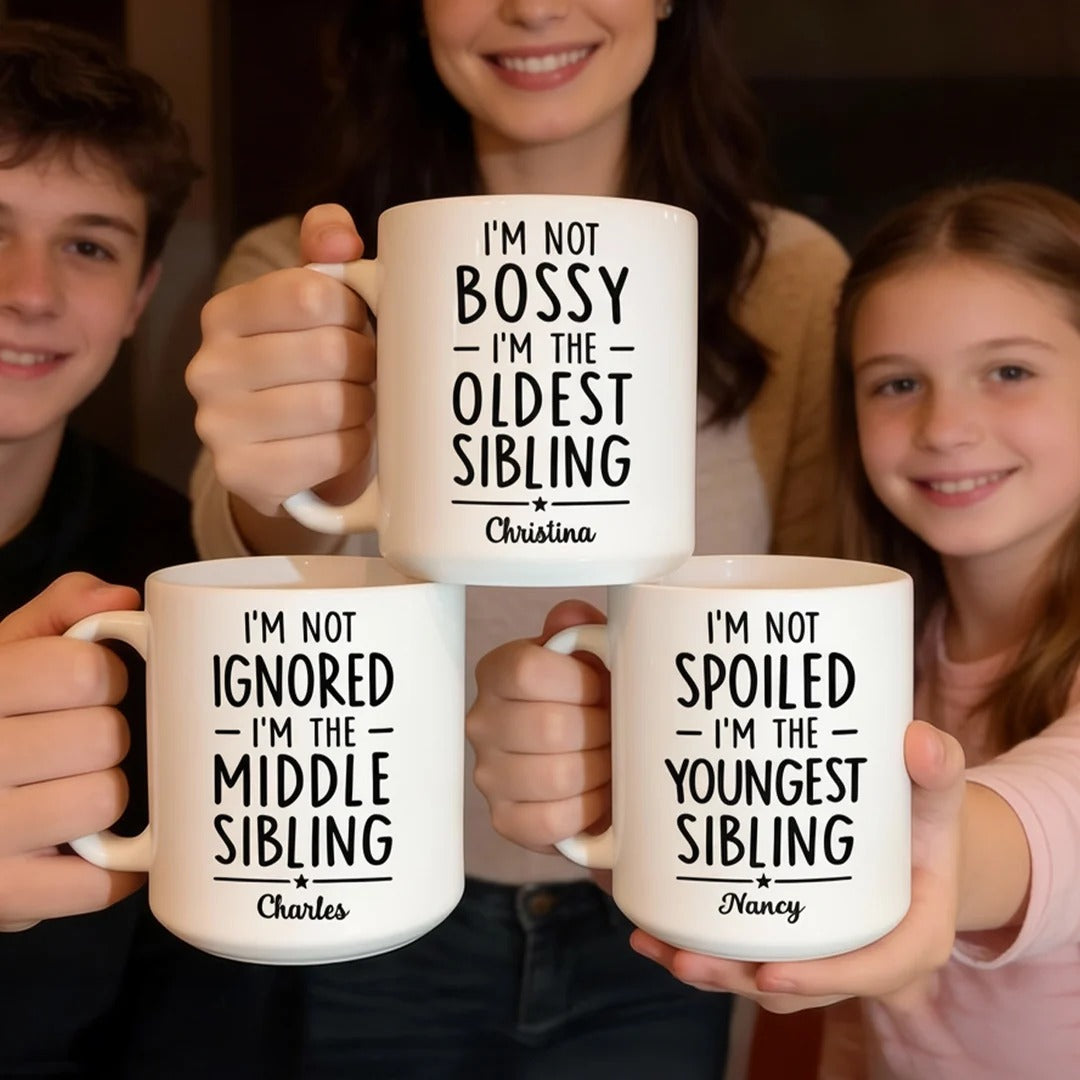 Sibling Truth Trio - Personalized Ceramic Coffee Mug