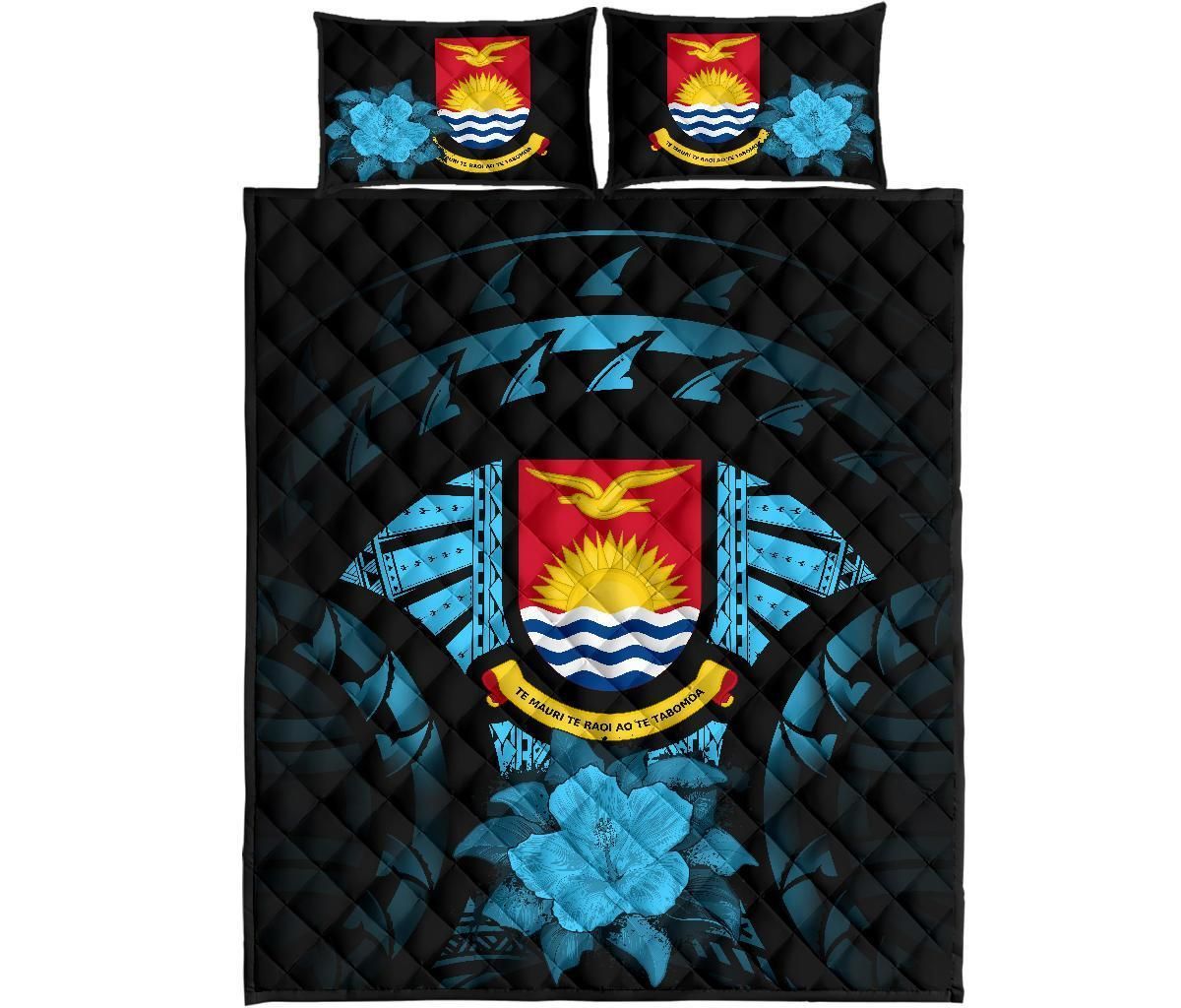 Kiribati Polynesian Quilt Bed Set Hibiscus Blue