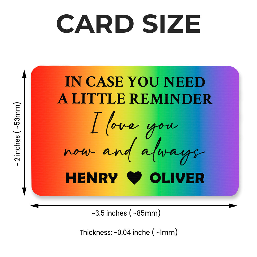 In Case You Need A Little Reminder, I Love You Now And Always - Personalized Rainbow Aluminum Wallet Card