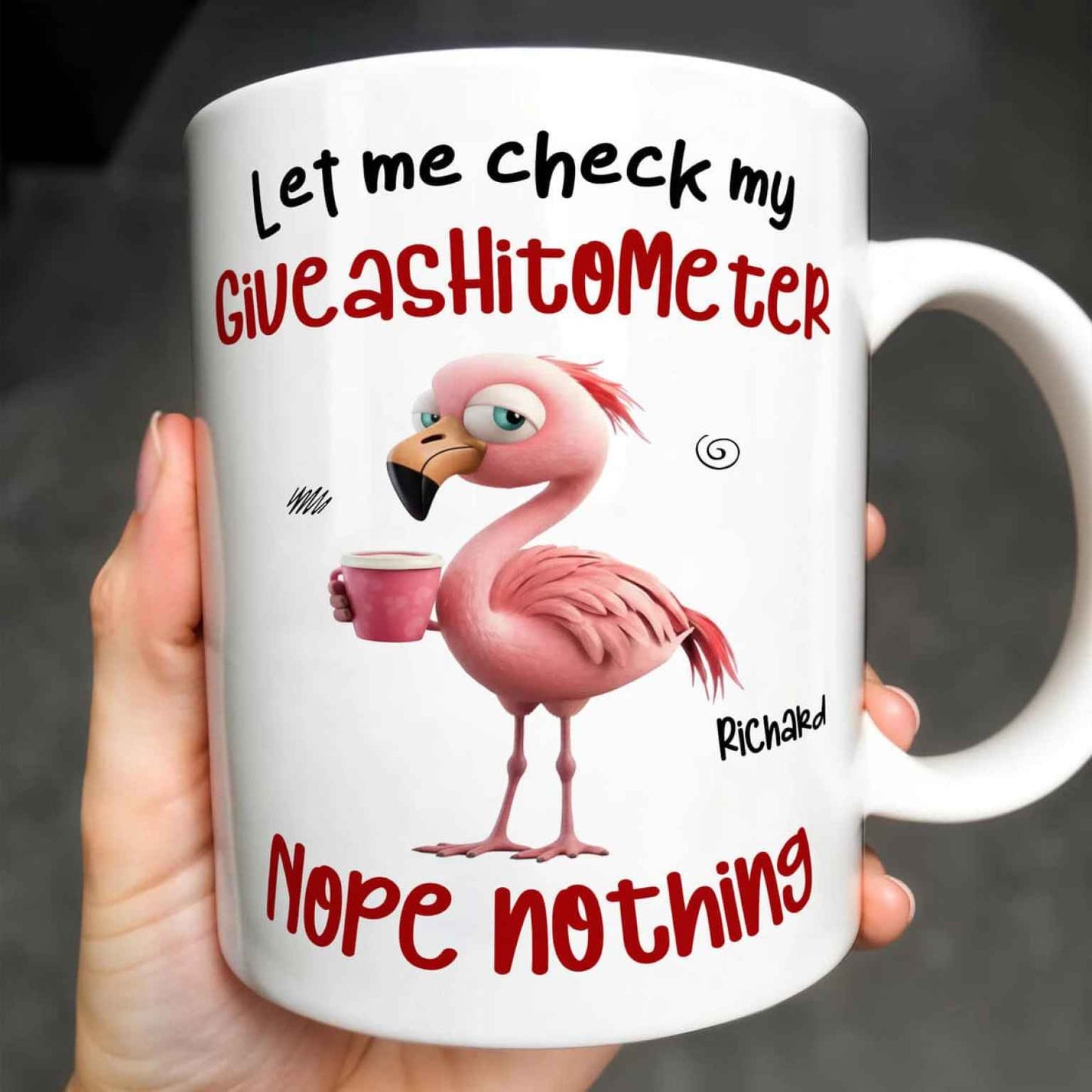 Let Me Check My Giveashitometer Nope Nothing Custom Mug - Personalized Coffee Mug - Fun Gifts For Coworkers, Friends, Family