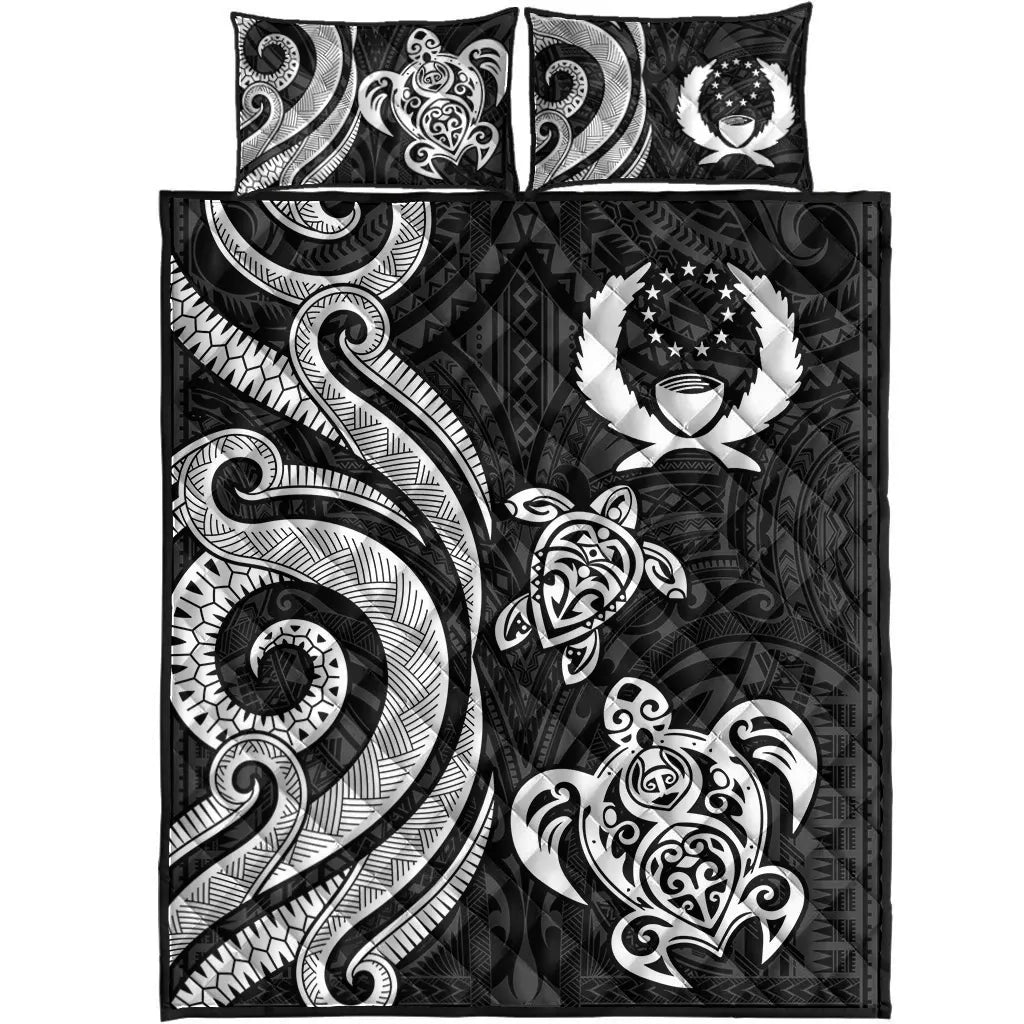 Pohnpei Quilt Bed Set - White Tentacle Turtle