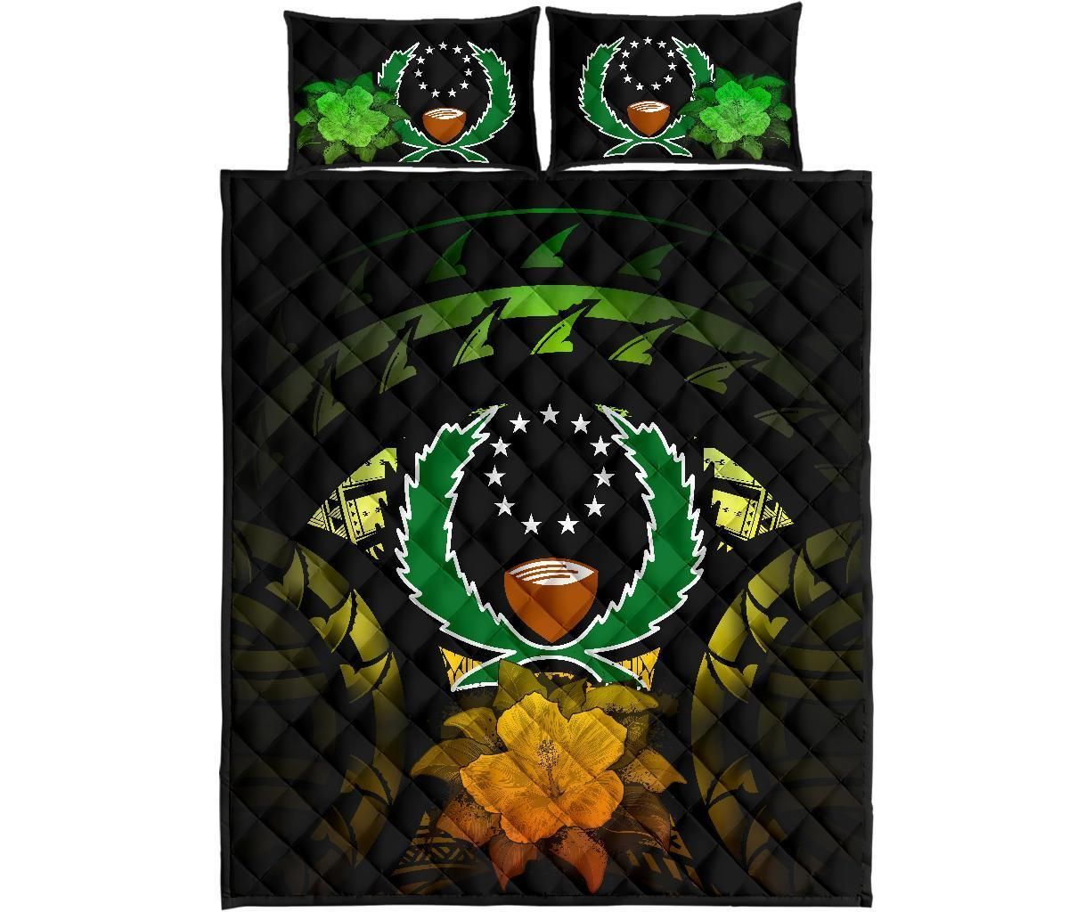 Pohnpei Polynesian Quilt Bed Set Hibiscus Reggae