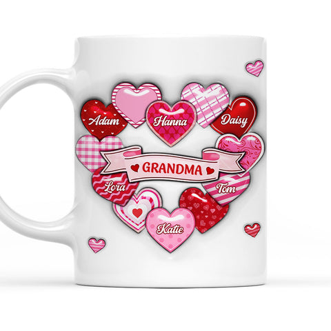 Love Grows Here Grandma - Personalized 3D Inflated Effect Mug