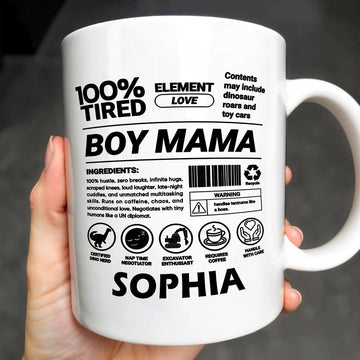 100% Tired Boy Mama - Personalized Funny Mug - Gift For Boy Moms-Myprintsy