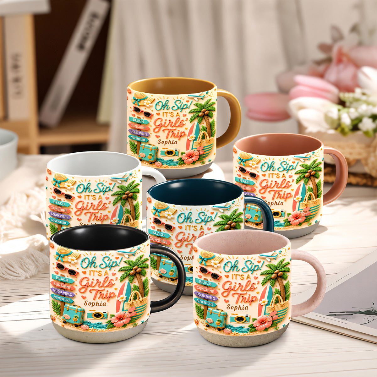 Oh Sip! It's a Girls' Trip - Personalized Pottery Mug - Girls Trip Gifts