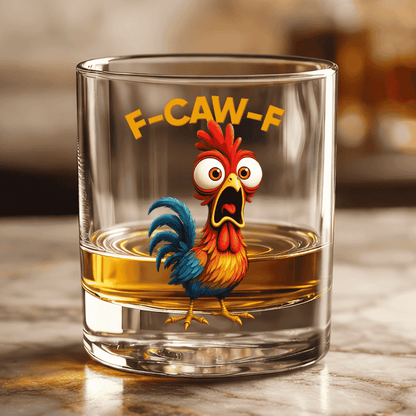 F-Caw-F Crow Joke - Funny Whiskey Glass - Gift For Family Members, Coworkers, Friends - Personalized Combo Whiskey Glass + Decanter