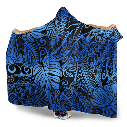 Hawaii Hooded Blanket Tribal Polynesian Pattern Leaf