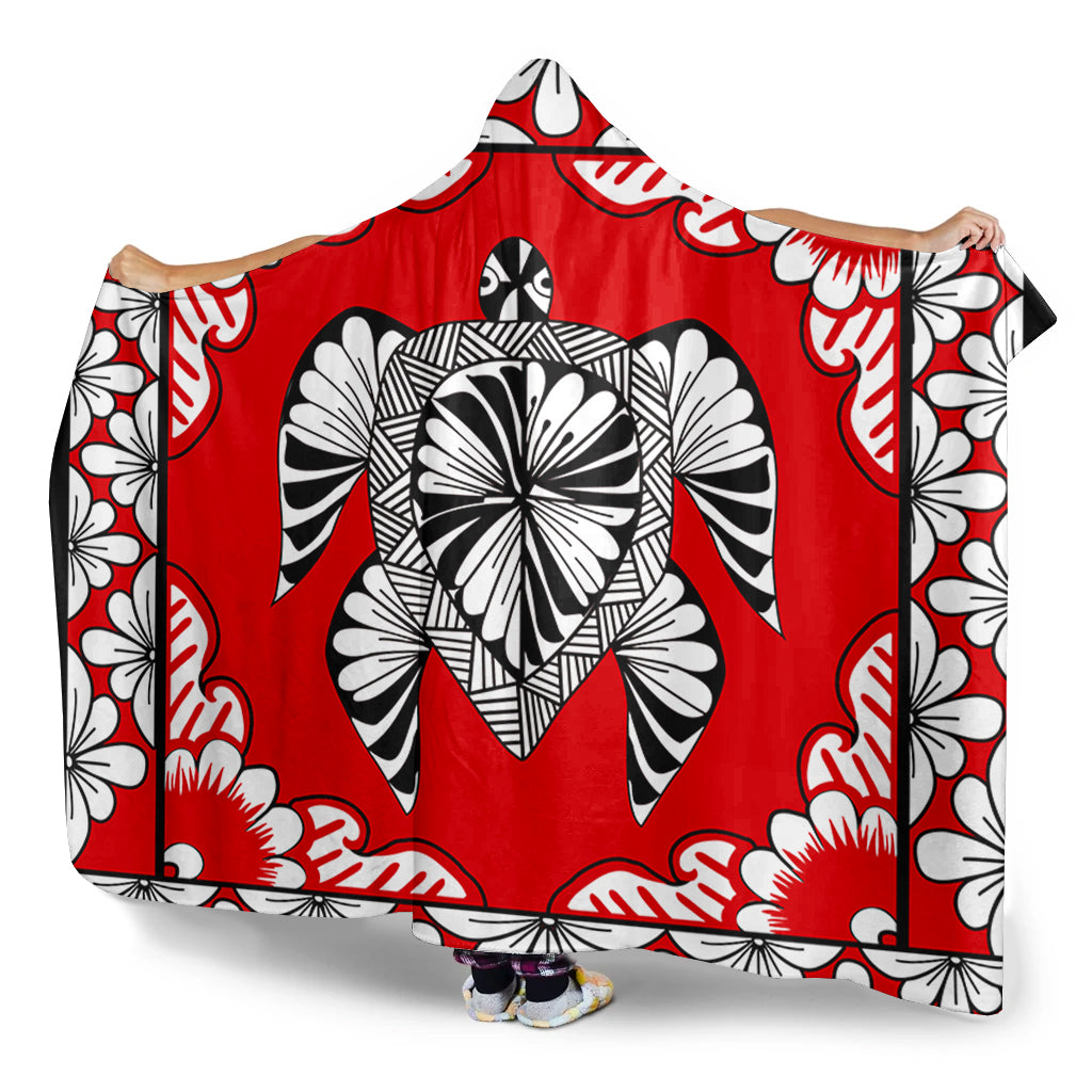 Tonga Hooded Blanket Tapa Turtle Design