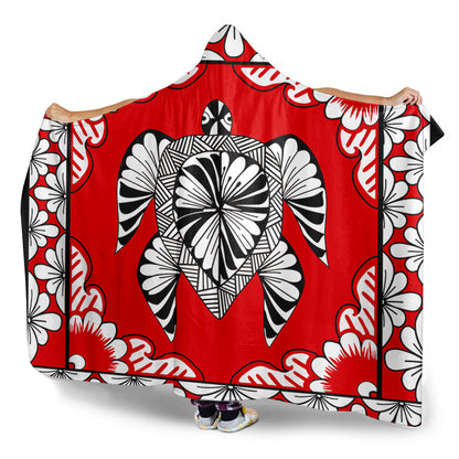 Tonga Hooded Blanket Tapa Turtle Design