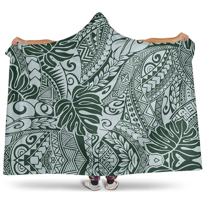 Hawaii Hooded Blanket Tribal Pattern Leaf