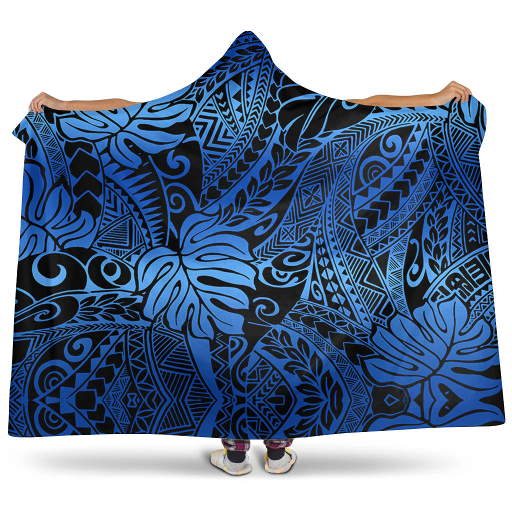 Hawaii Hooded Blanket Tribal Polynesian Pattern Leaf