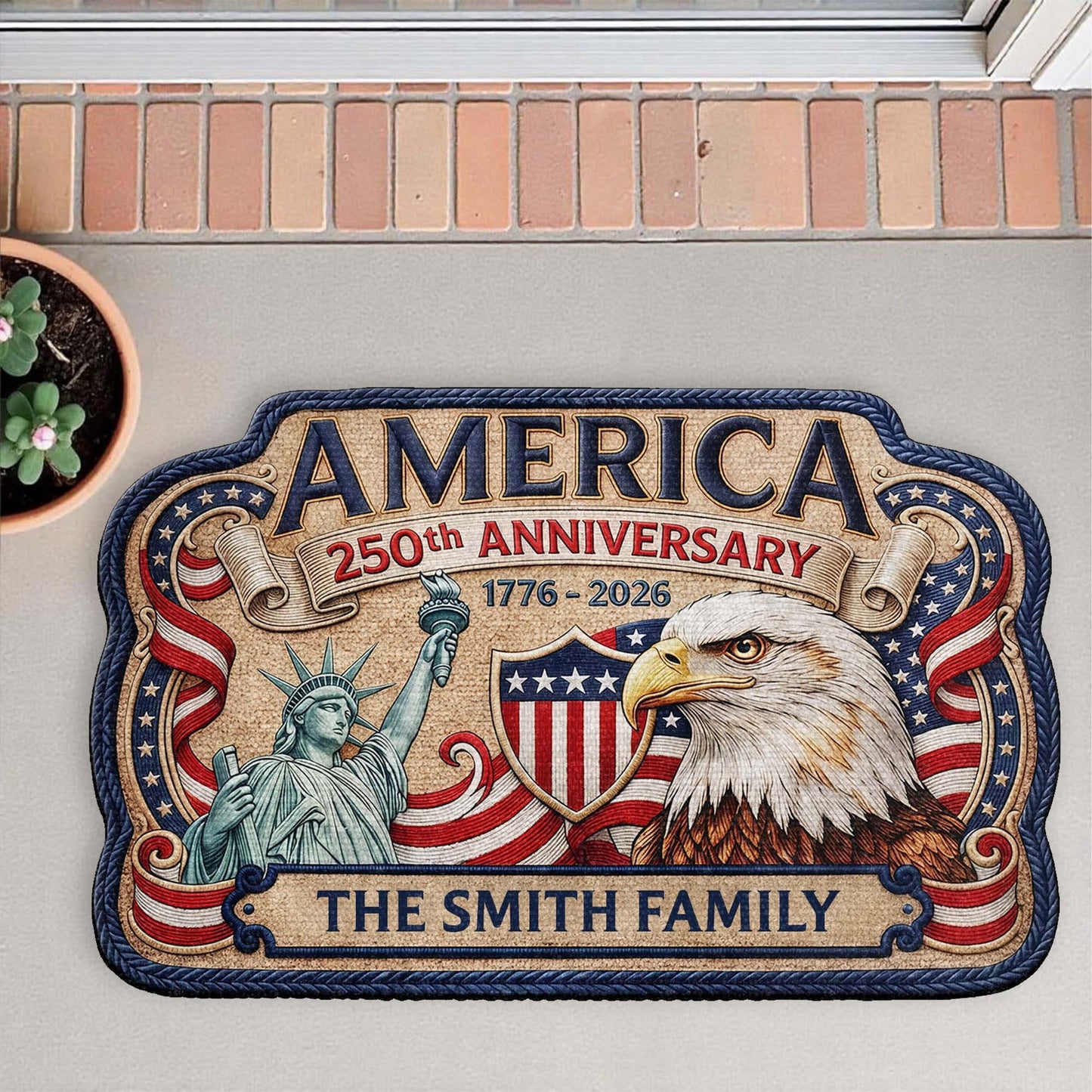 America 250th Anniversary - Personalized Doormat - Gift For Family