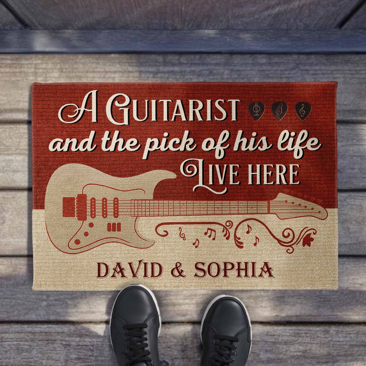 A Guitarist And The Pick Of His Life Here - Personalized Custom Doormat - Gift For Music Lovers
