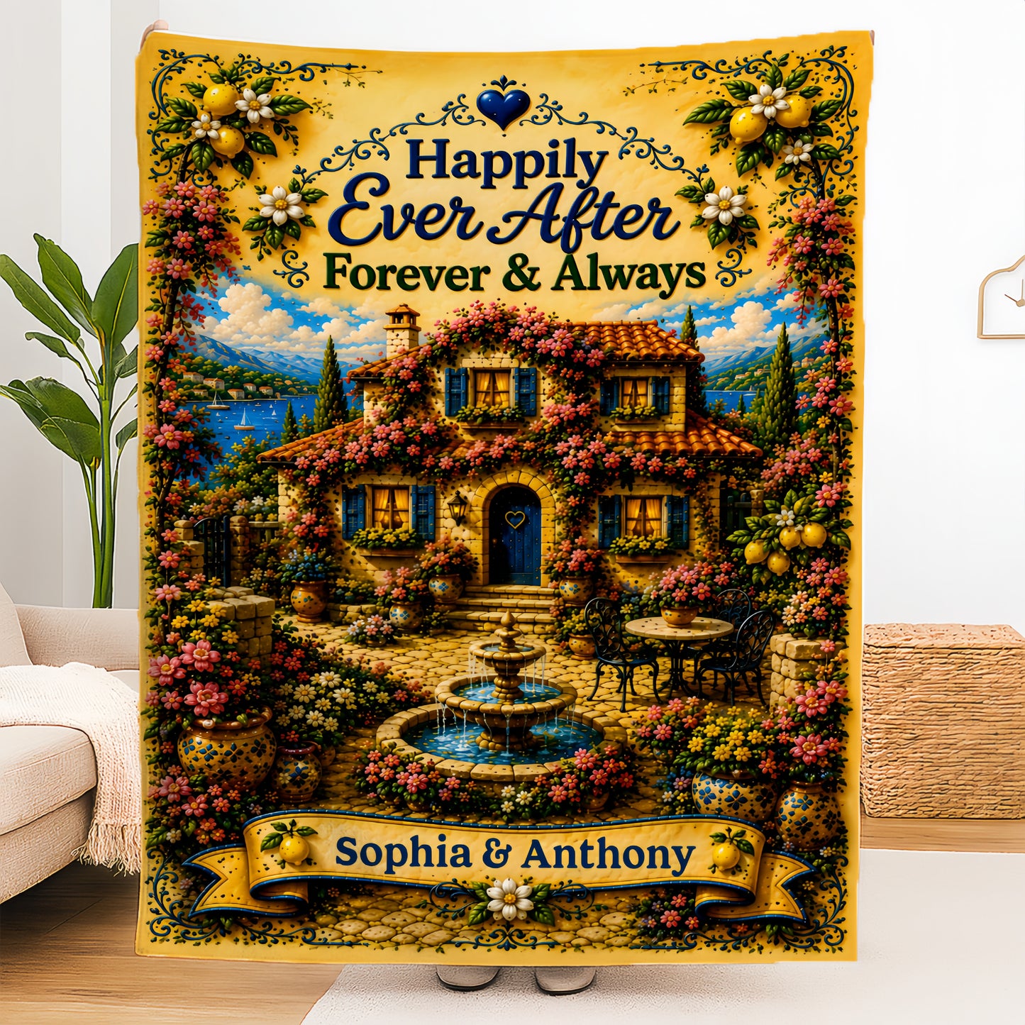 Happily Ever After Starts Here - Personalized Blanket For Couples