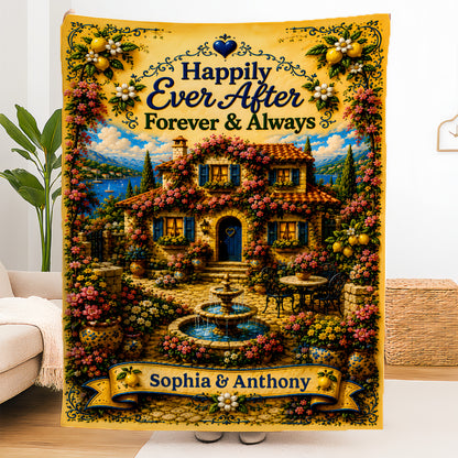 Happily Ever After Starts Here - Personalized Blanket For Couples