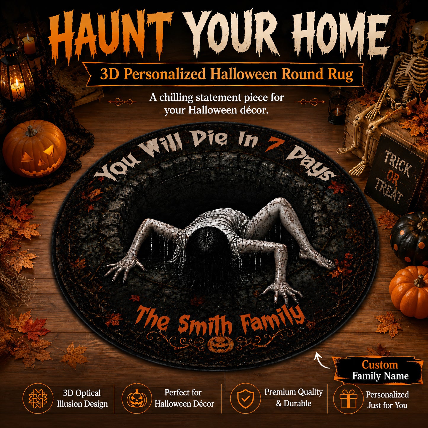 You Will Die In 7 Days - Personalized 3D Custom Shaped Rug