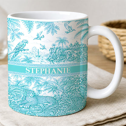 French Riviera Collection & Toile De Jouy Pattern Aquamarina - Personalized Accent Mug