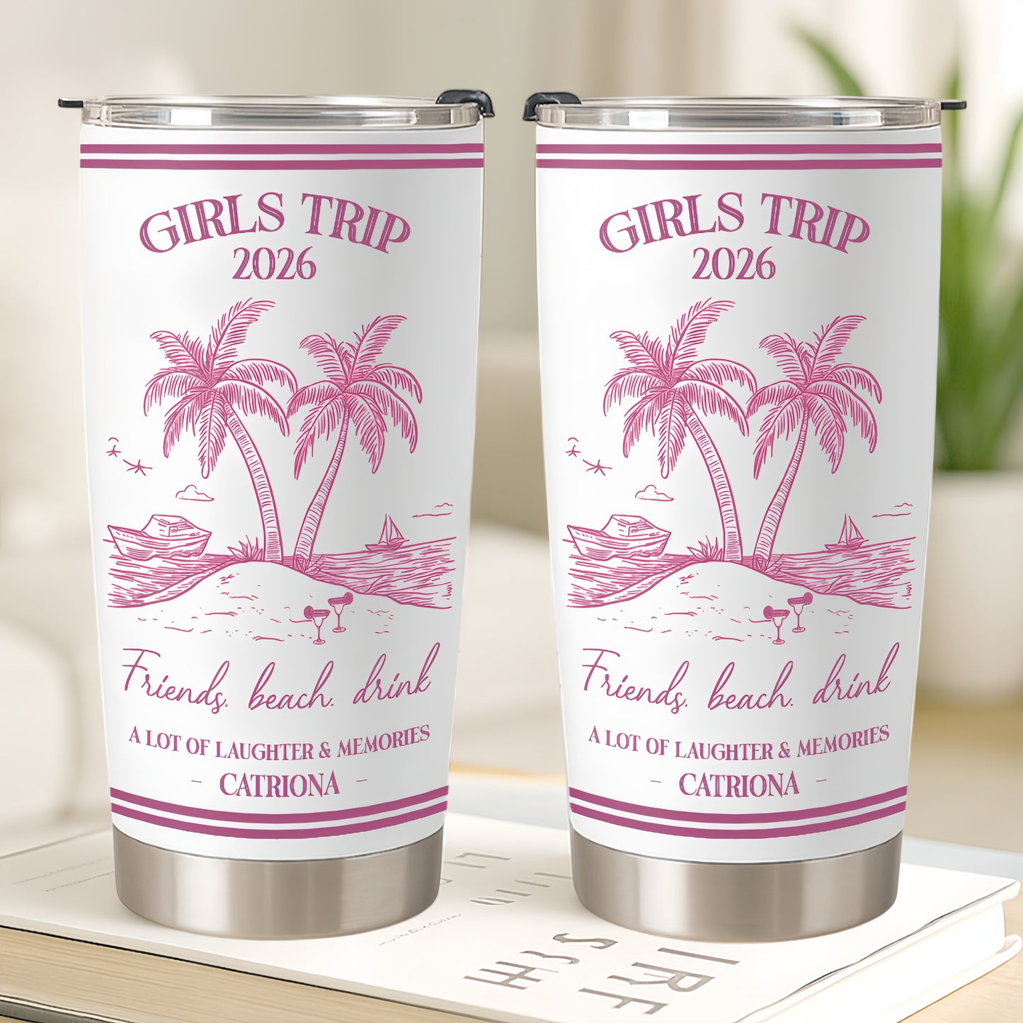 Girls Trip Summer Time - Personalized Tumbler Cup, Girls Trip Gifts