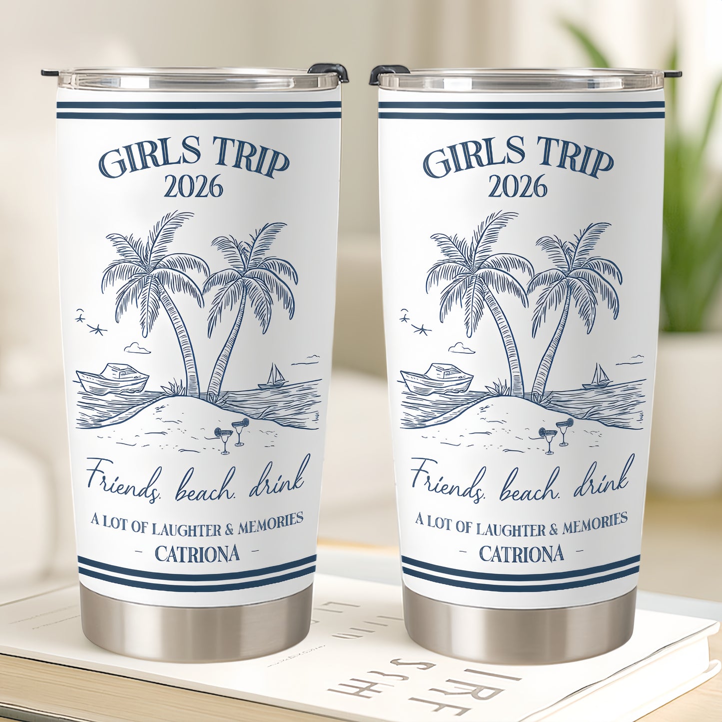 Girls Trip Summer Time - Personalized Tumbler Cup, Girls Trip Gifts