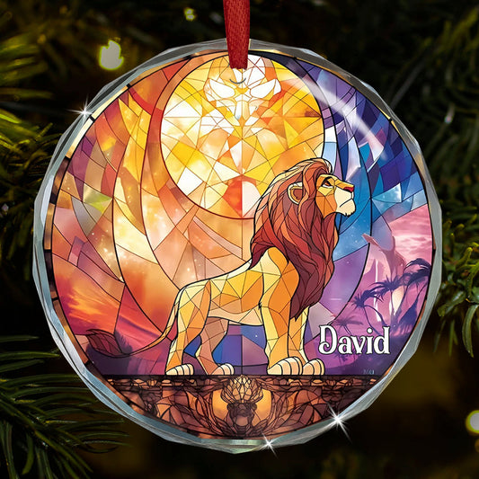 The Simba Lion - Personalized Circle Glass Ornament
