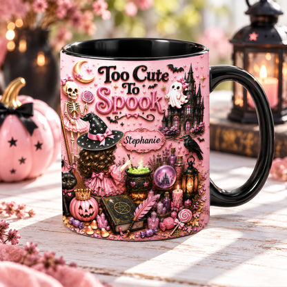 Too Cute To Spook - Personalized Pink Halloween Accent Mug