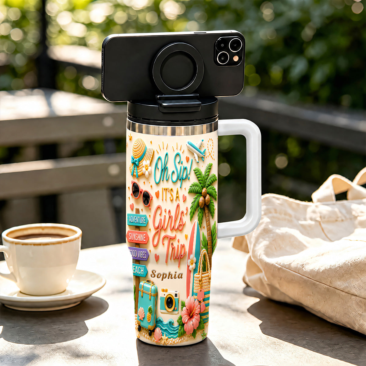Oh Sip! It's a Girls' Trip - Personalized 40oz Travelling Tumbler with Straw - Girls Trip Gifts