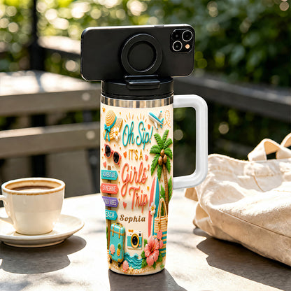 Oh Sip! It's a Girls' Trip - Personalized 40oz Travelling Tumbler with Straw - Girls Trip Gifts