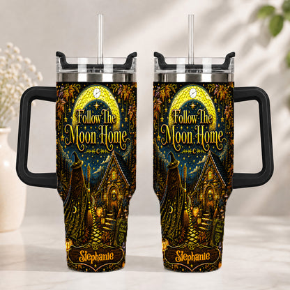 Follow The Moon Home - Personalized Witchcraft 40oz Tumbler With Straw
