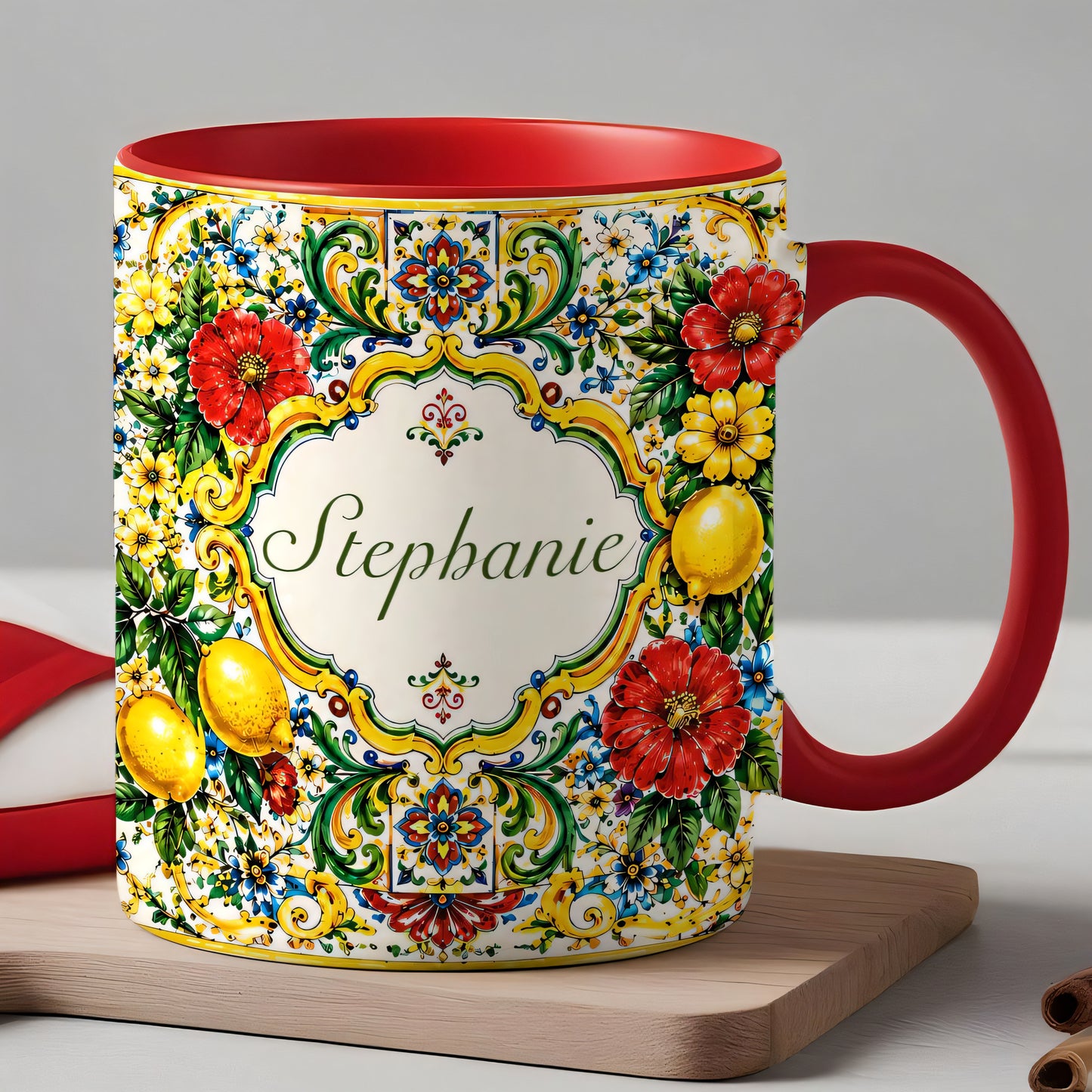Mediterranean Style & Majolica Print La Dolce Vita - Personalized Accent Mug