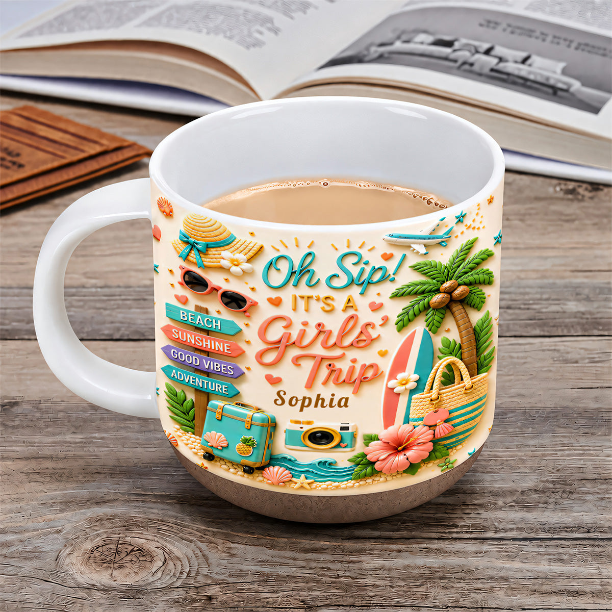 Oh Sip! It's a Girls' Trip - Personalized Pottery Mug - Girls Trip Gifts