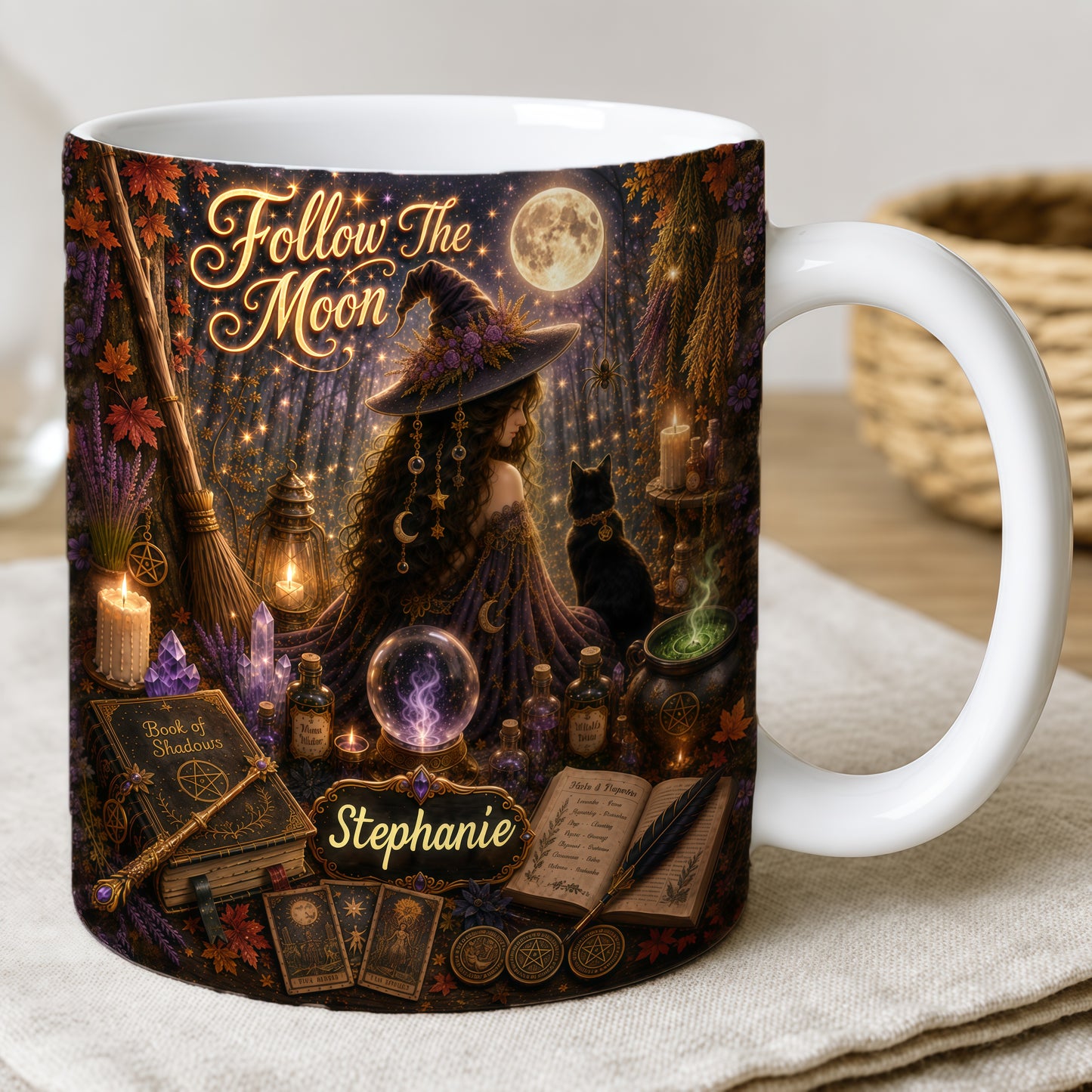 Follow The Moon - Personalized Witchcraft Accent Mug