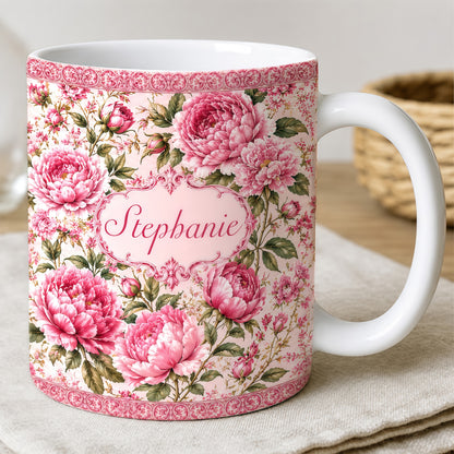 Charming Peony Paradise & Baroque Pattern - Personalized Laptop Bag