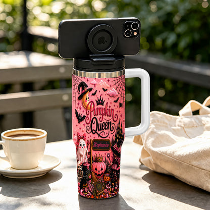Pumpkin Queen - Personalized Pink Halloween 40oz Tumbler With Straw