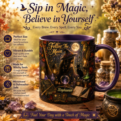 Follow The Moon - Personalized Witchcraft Accent Mug