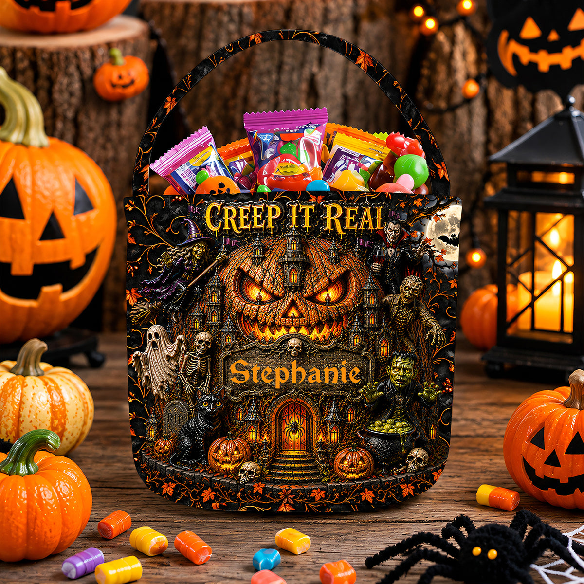 Creep It Real - Personalized Halloween Candy Bag - Halloween Gifts For Kids, Family Members, Friends
